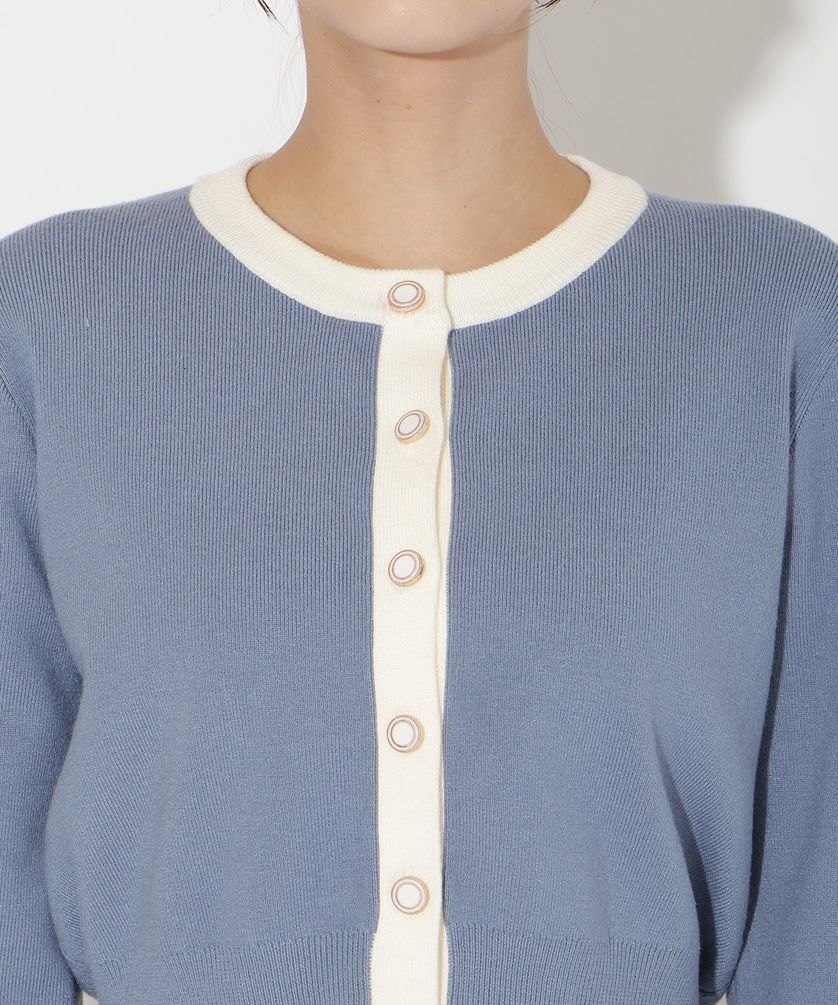 配色カーディガン