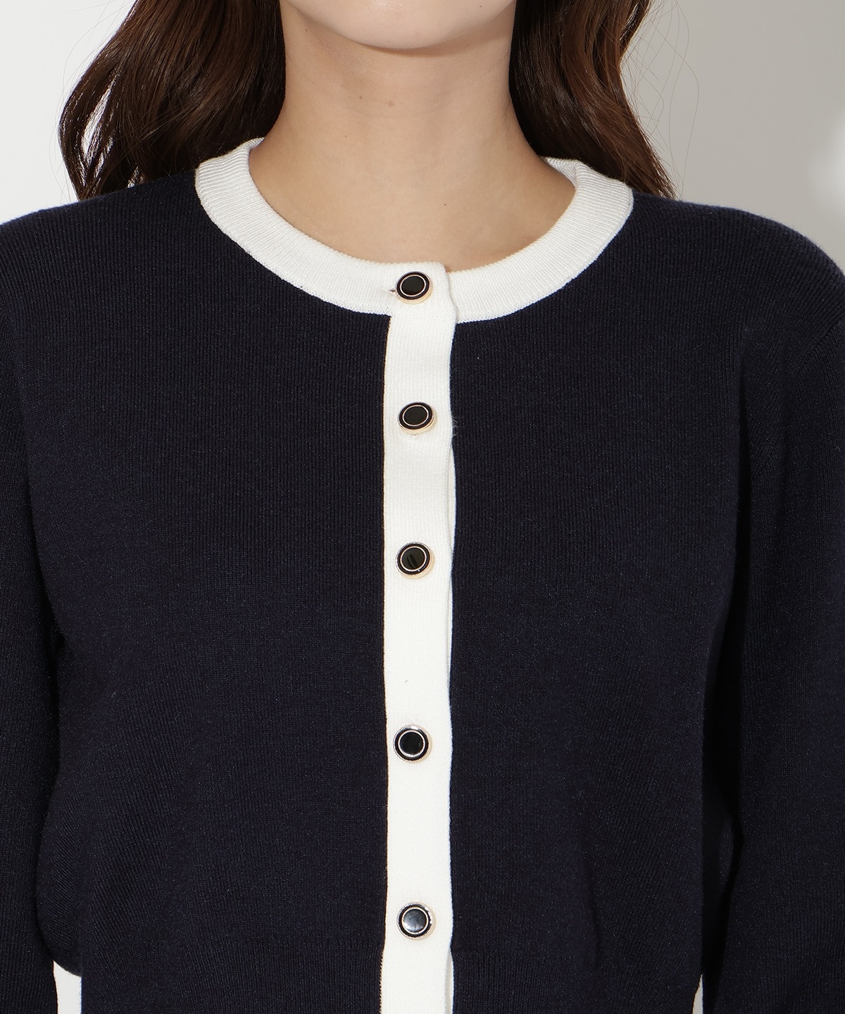 配色カーディガン