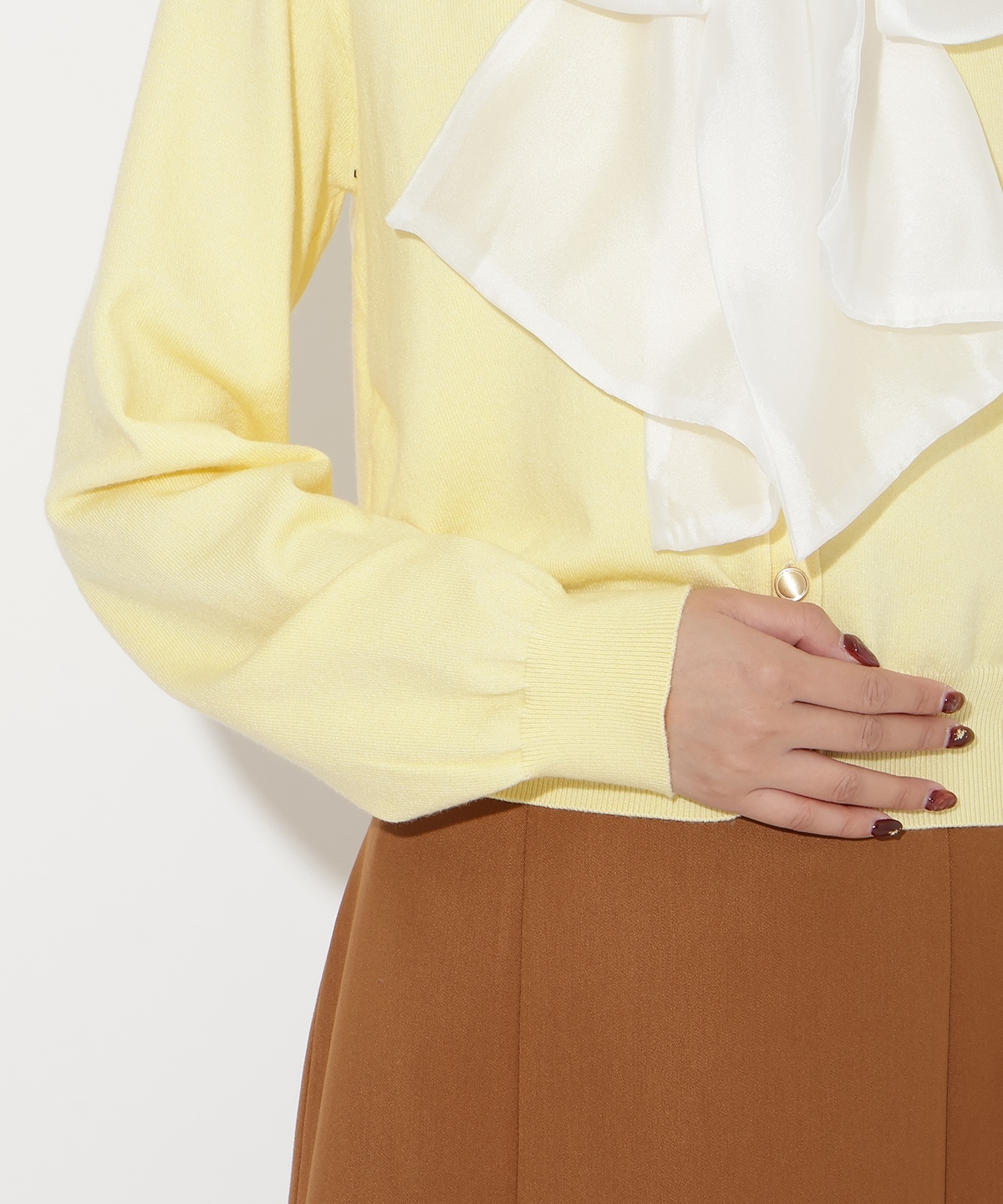 【先行予約受付中】異素材リボンニットカーディガン