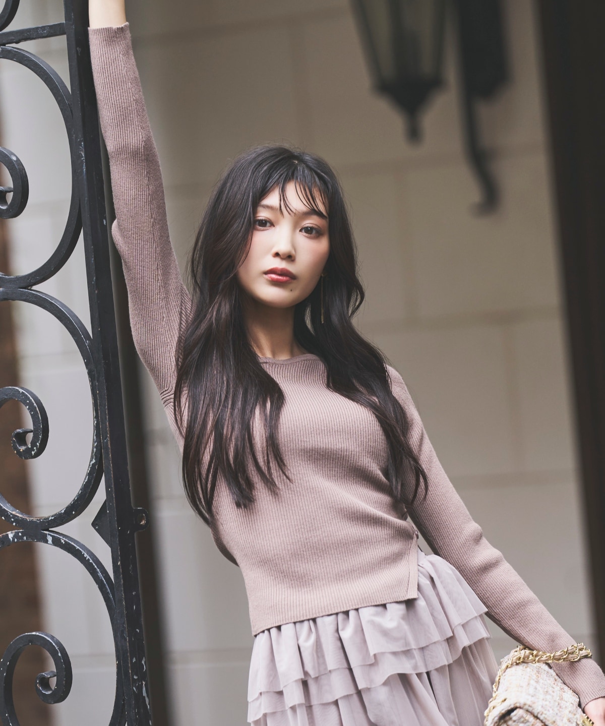 アシメＶネック長袖プルオーバー