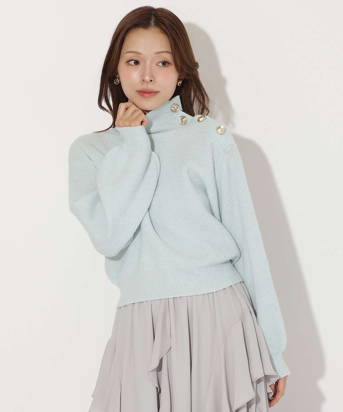 ショルダーボタンマルチウェイニットプルオーバー