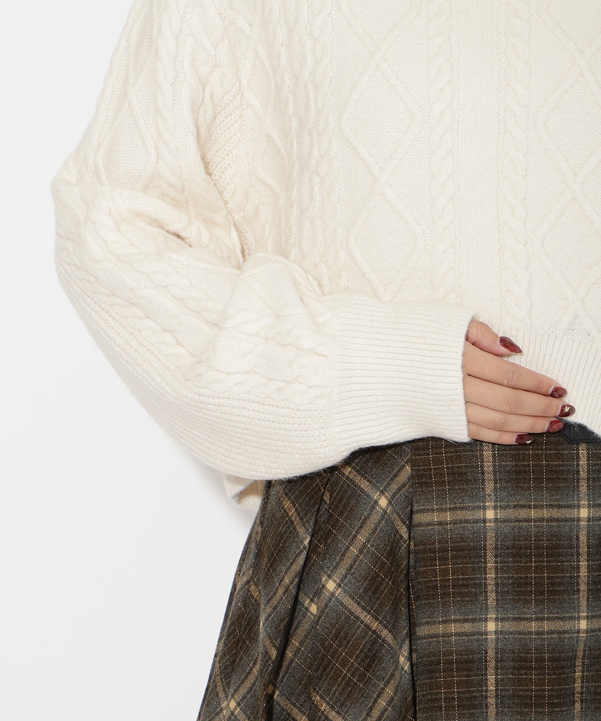 ラメケーブルタートルニットプルオーバー