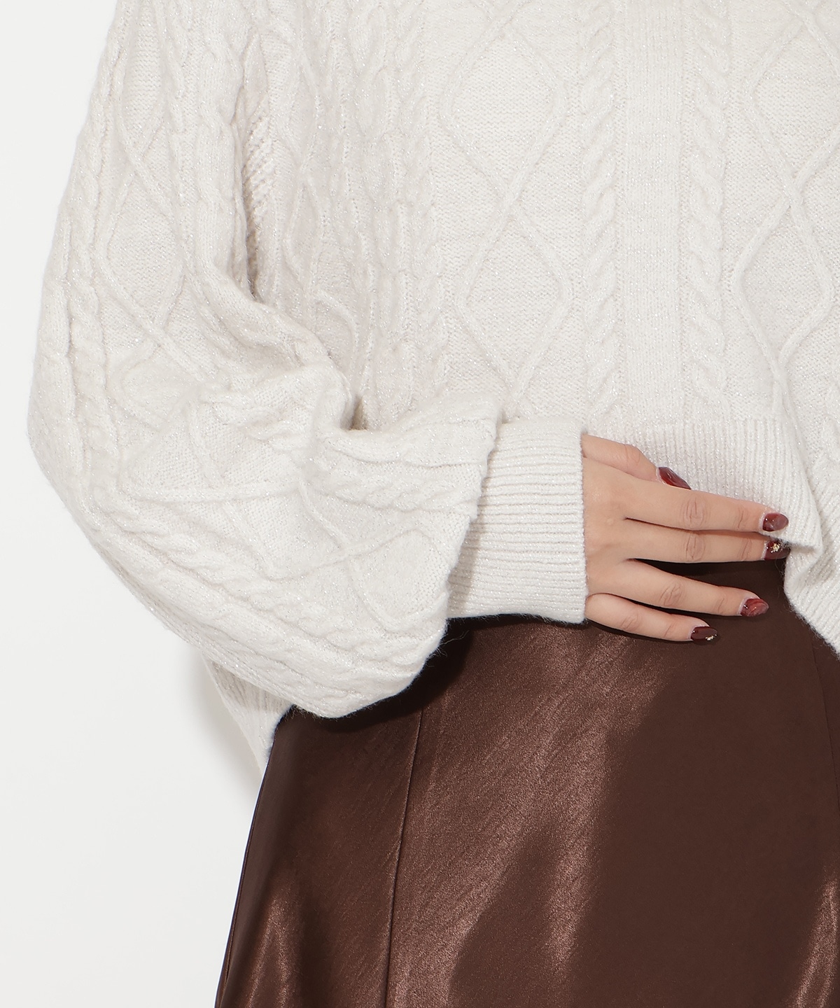 ラメケーブルタートルニットプルオーバー