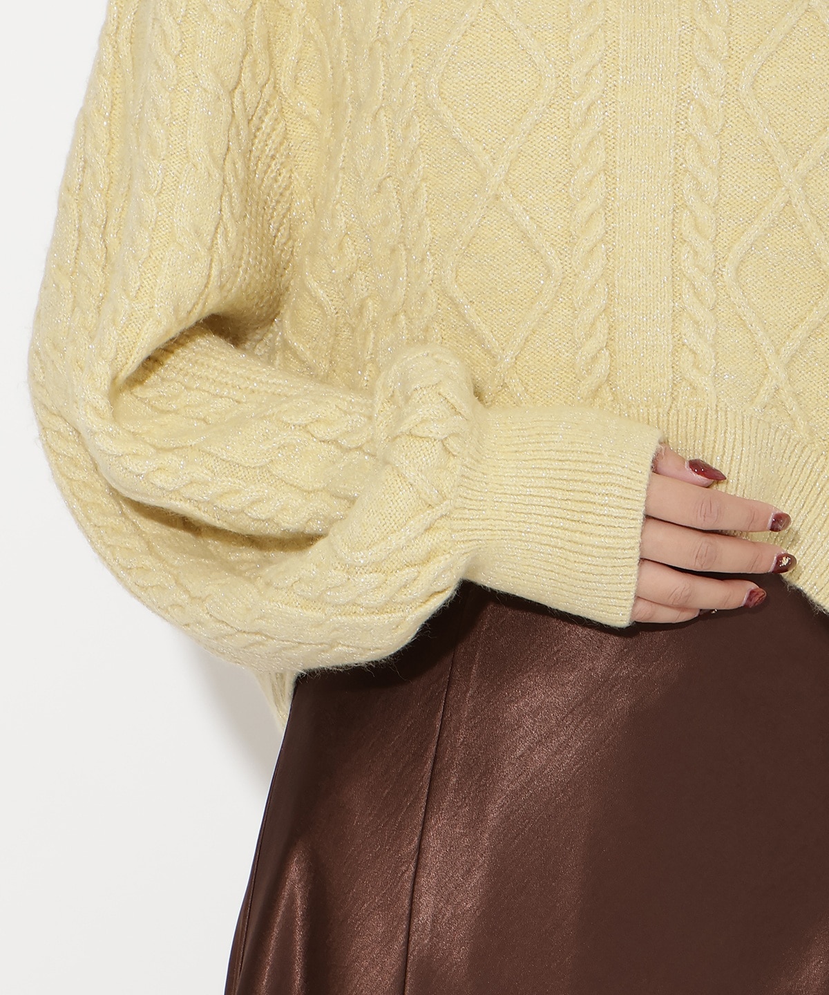 ラメケーブルタートルニットプルオーバー