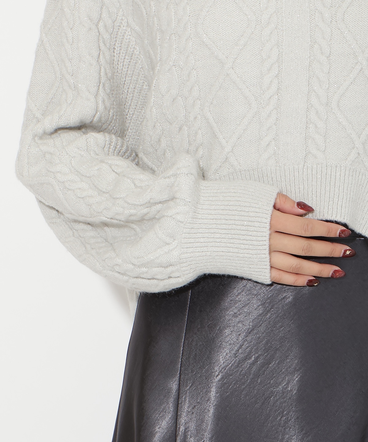 ラメケーブルタートルニットプルオーバー