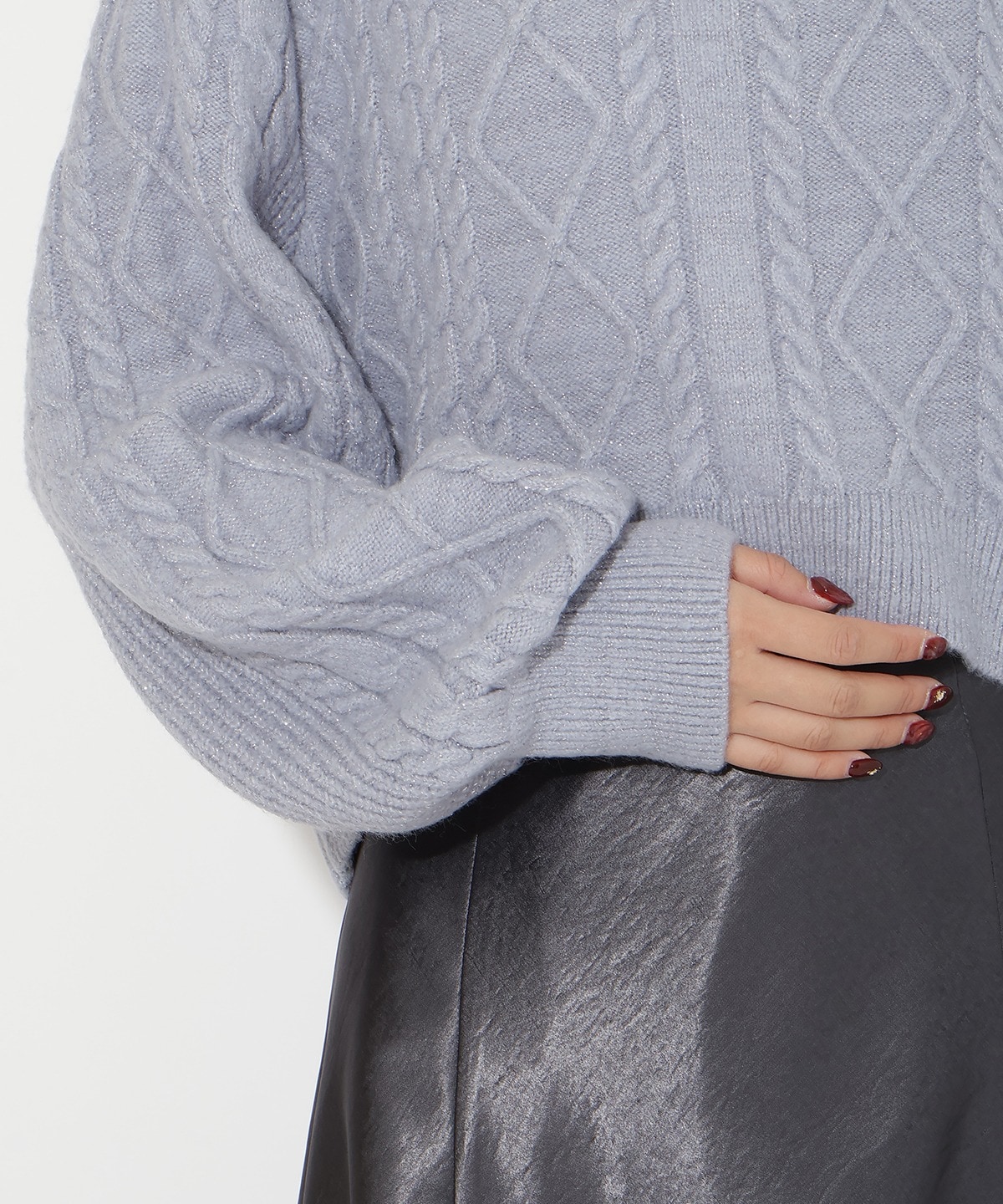 ラメケーブルタートルニットプルオーバー