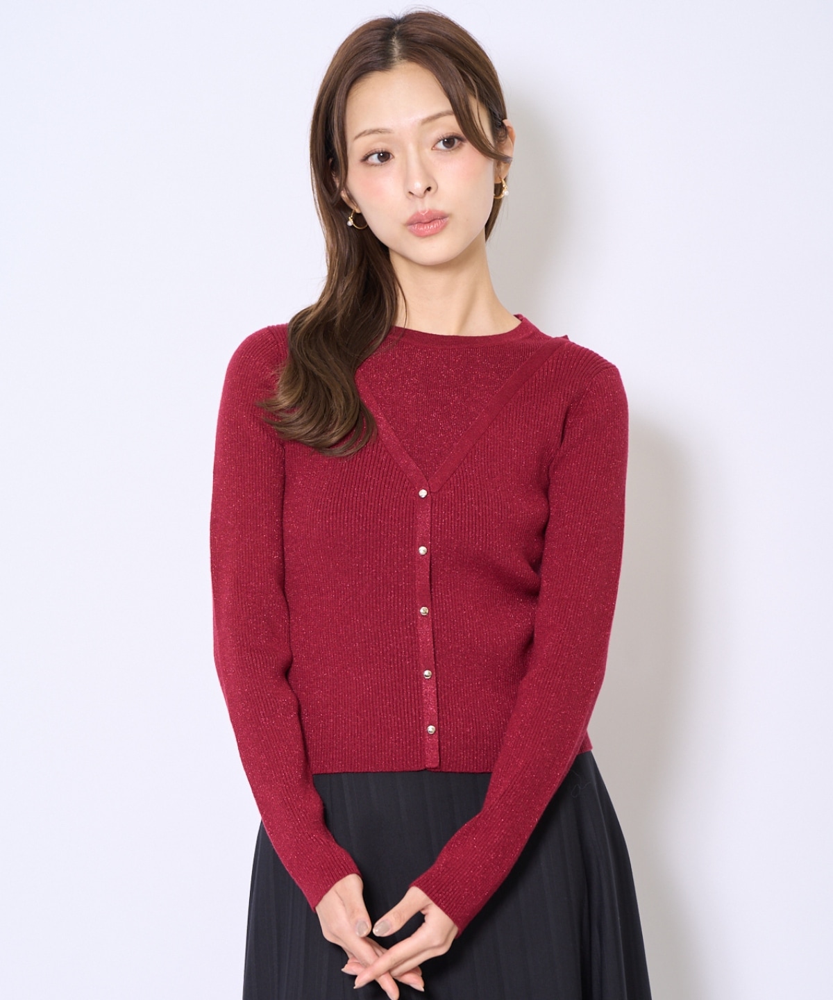 ホルタードッキングカーディガン風プルオーバー