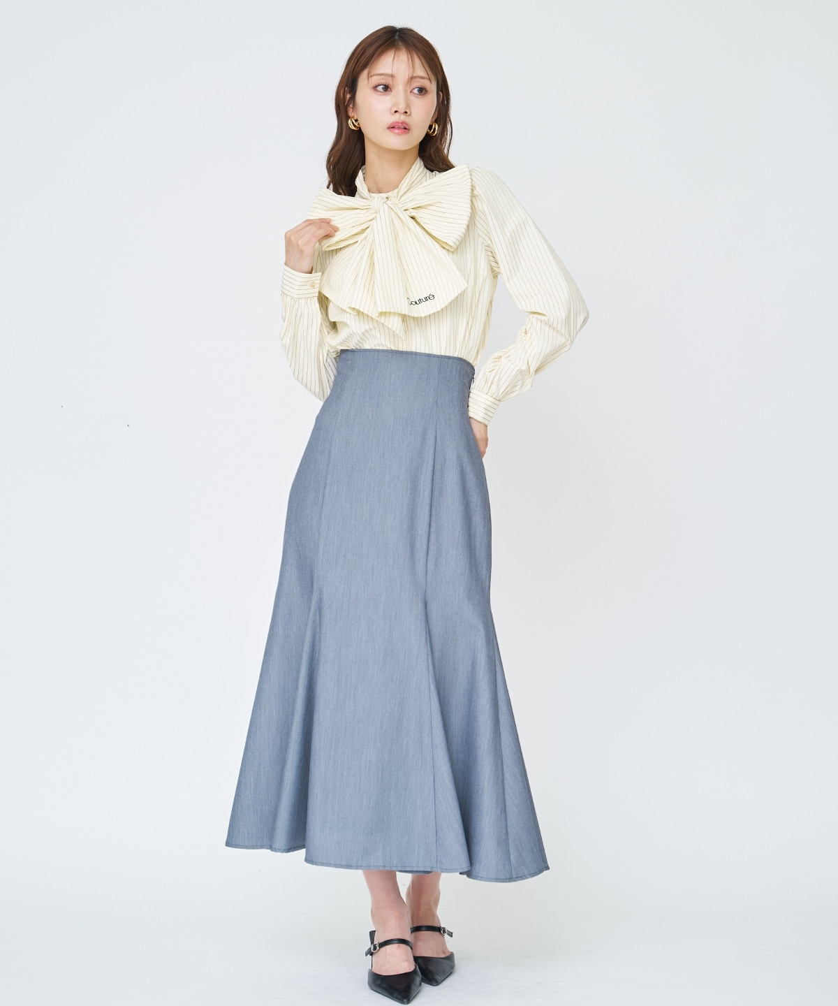 【先行予約受付中】バタフライリボンストライプブラウス