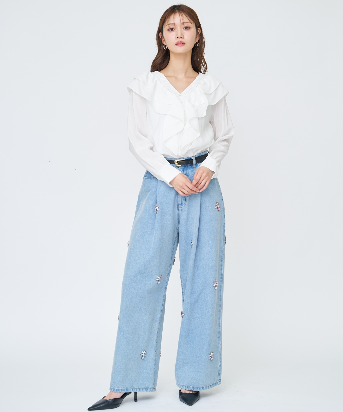 【先行予約受付中】シャーリングフリルブラウス