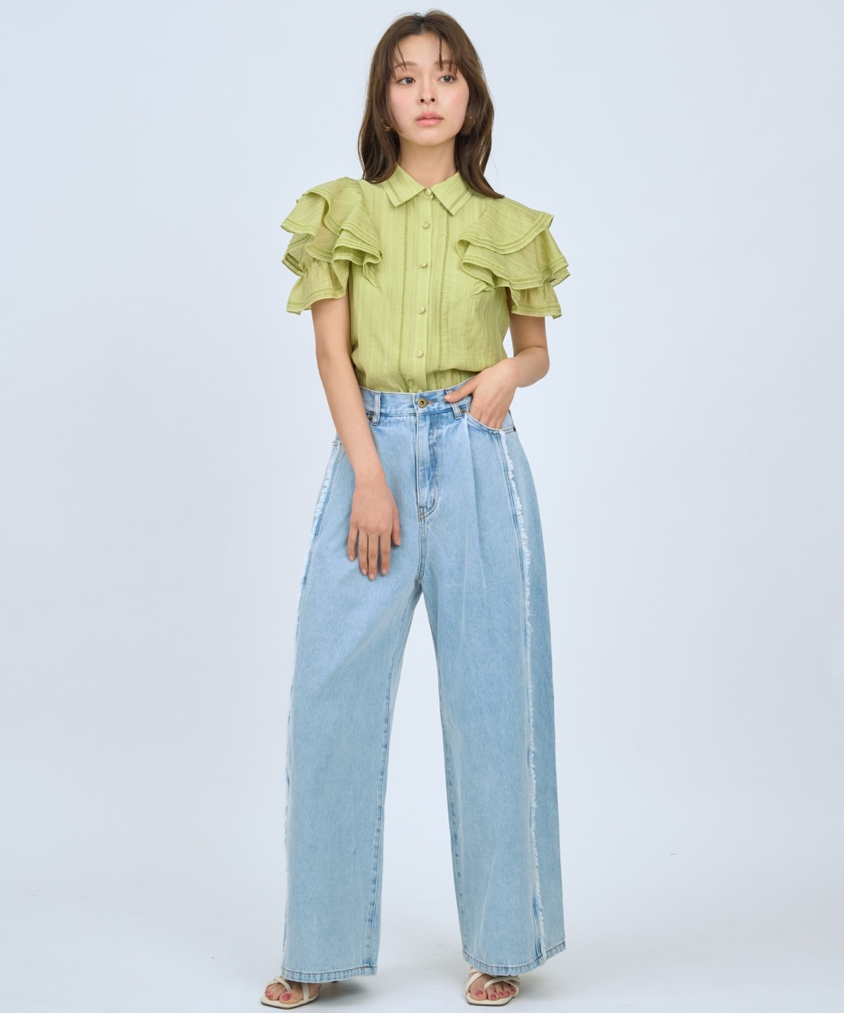 【先行予約受付中】ラッフルスリーブシャツブラウス