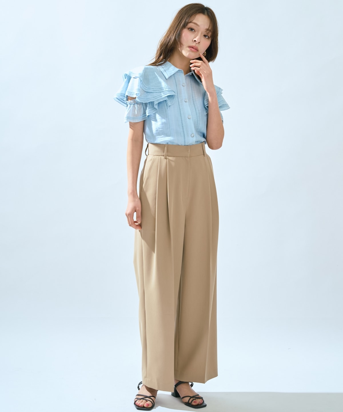 【先行予約受付中】ラッフルスリーブシャツブラウス