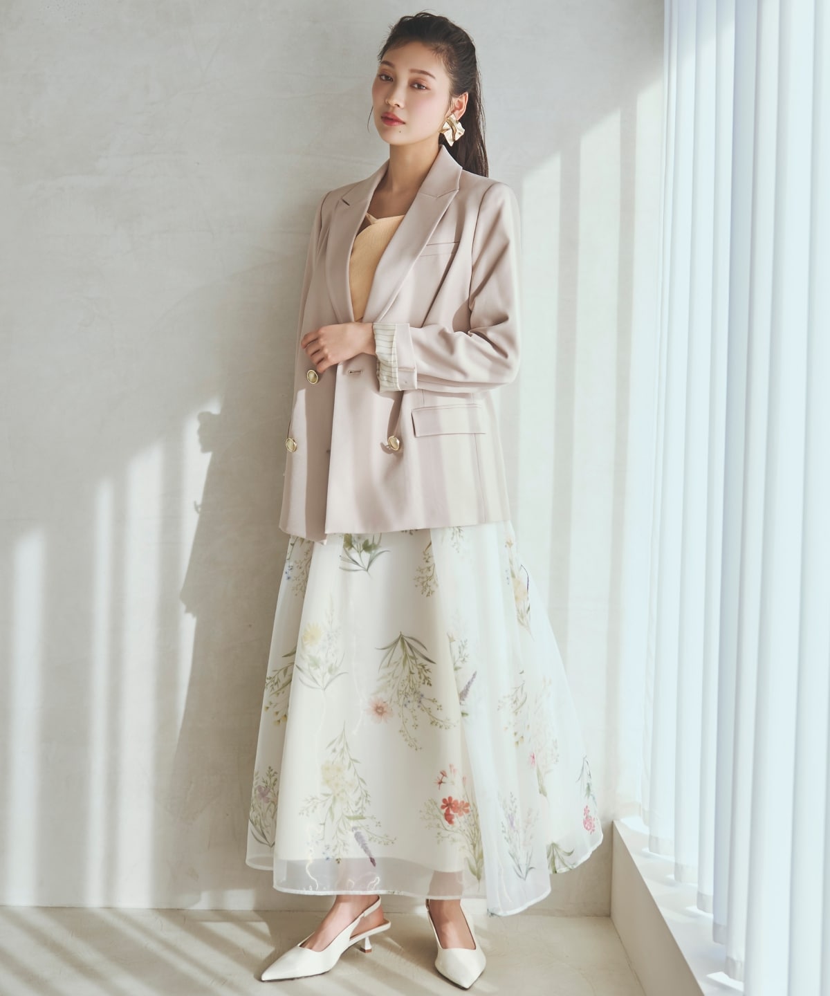 【先行予約受付中】フラワーオーガンジーフレアスカート