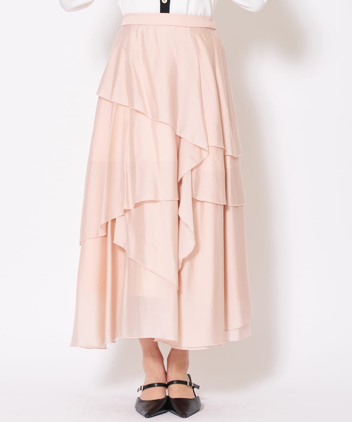 アシンメトリーシフォンラッフルスカート