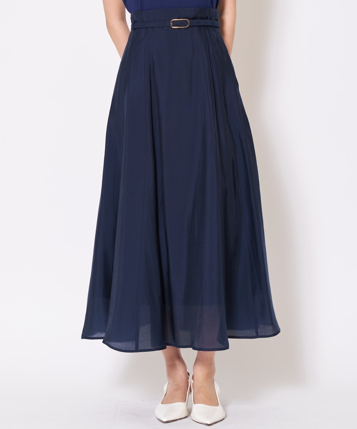 【先行予約受付中】ベルト付きシアーフレアスカート