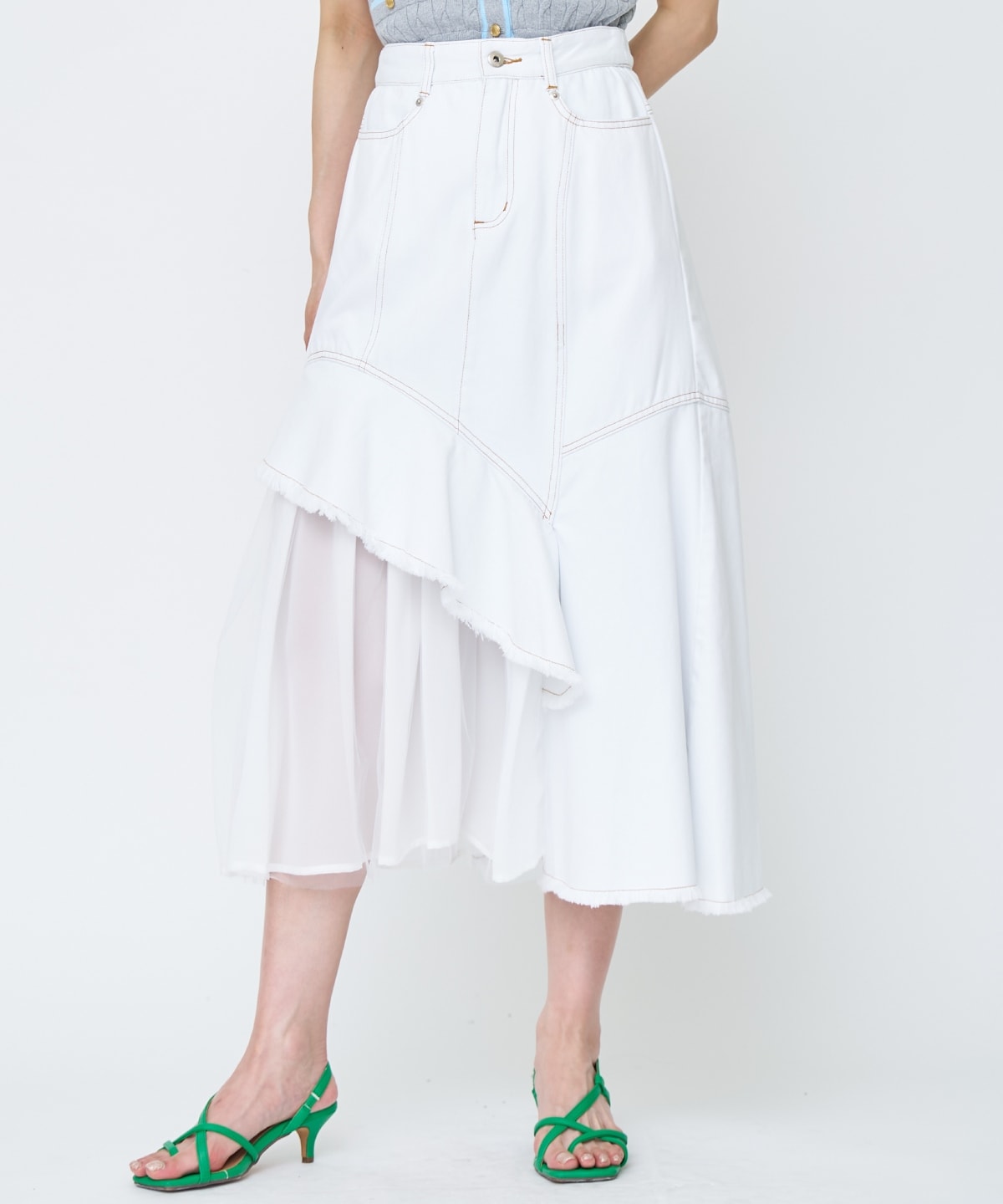 【先行予約受付中】チュール切替デニムスカート