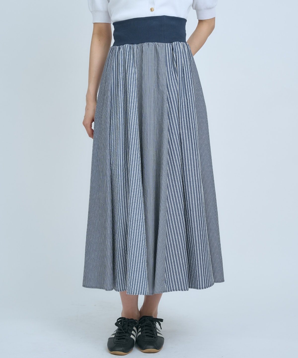 【先行予約受付中】サッカーストライプ柄組み合わせロングスカート