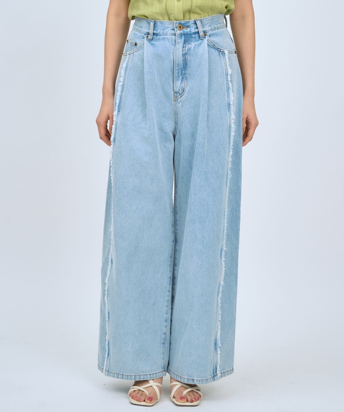 【先行予約受付中】フリンジラインワイドデニムパンツ