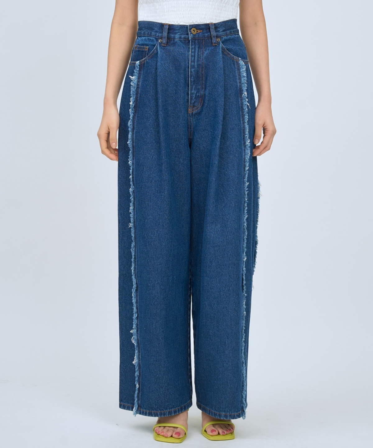 【先行予約受付中】フリンジラインワイドデニムパンツ