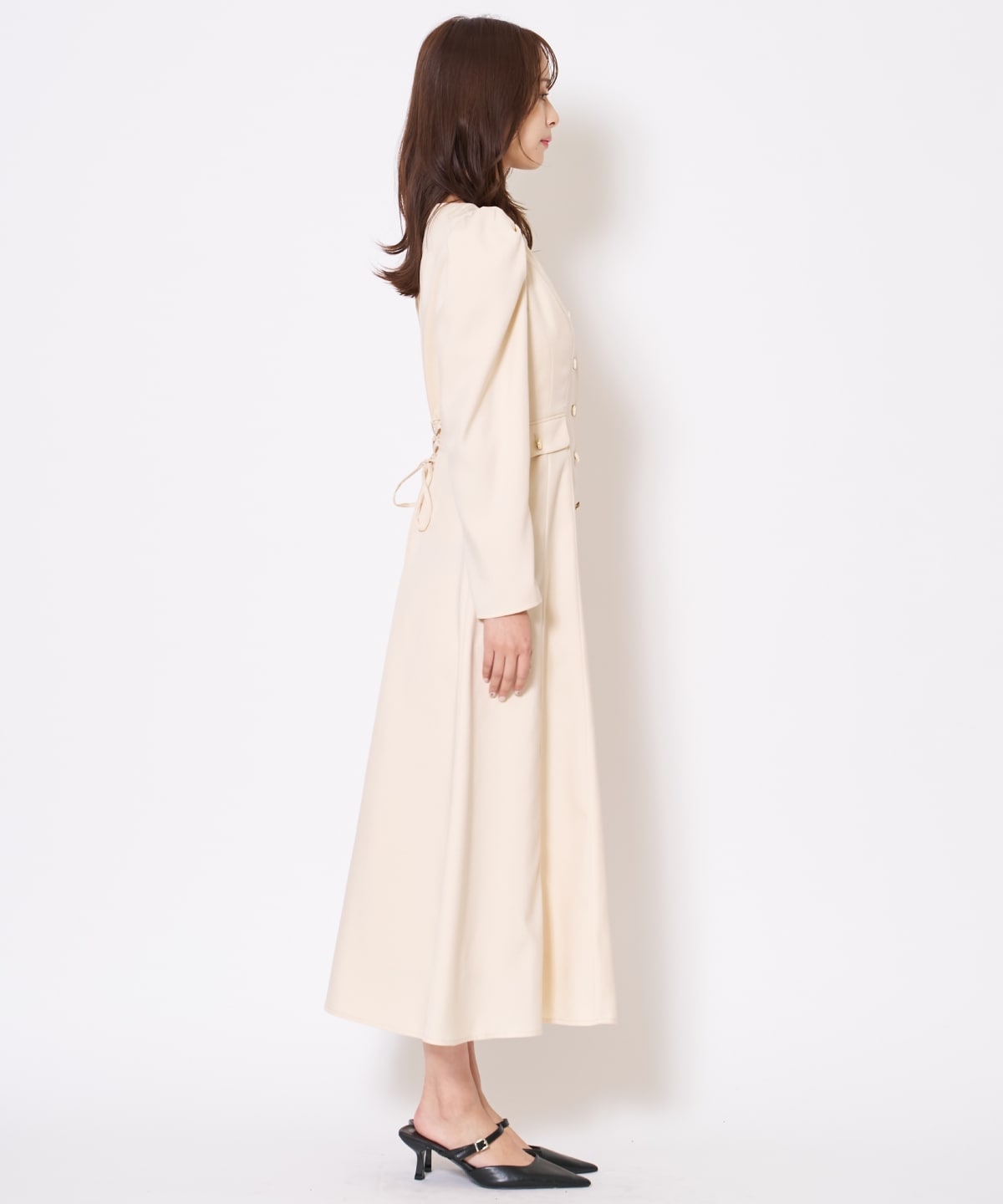 【先行予約受付中】Vネックパフスリーブワンピース