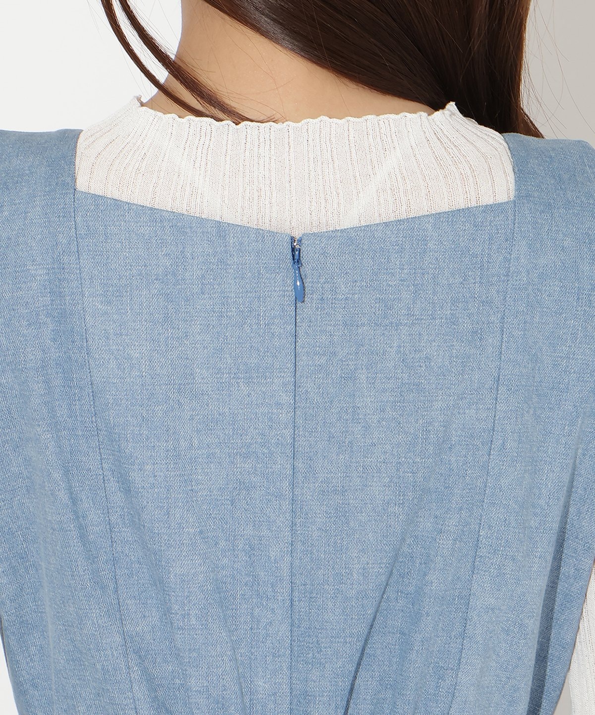 異素材ドッキングチュールワンピース