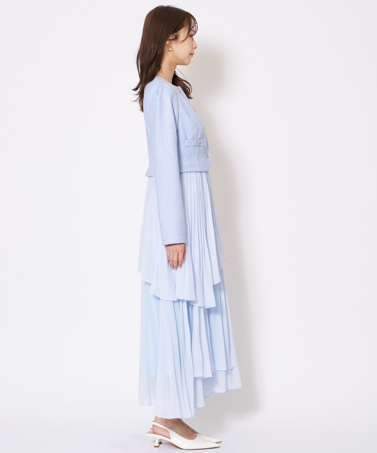【先行予約受付中】ツイードジャケットドッキングワンピース