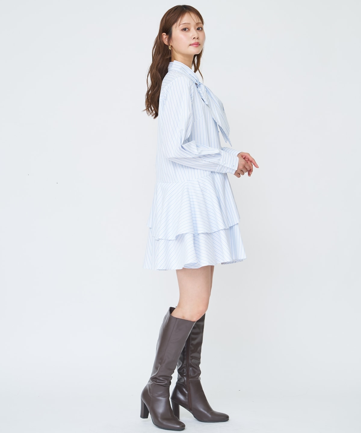【先行予約受付中】アシメストライプミニワンピース