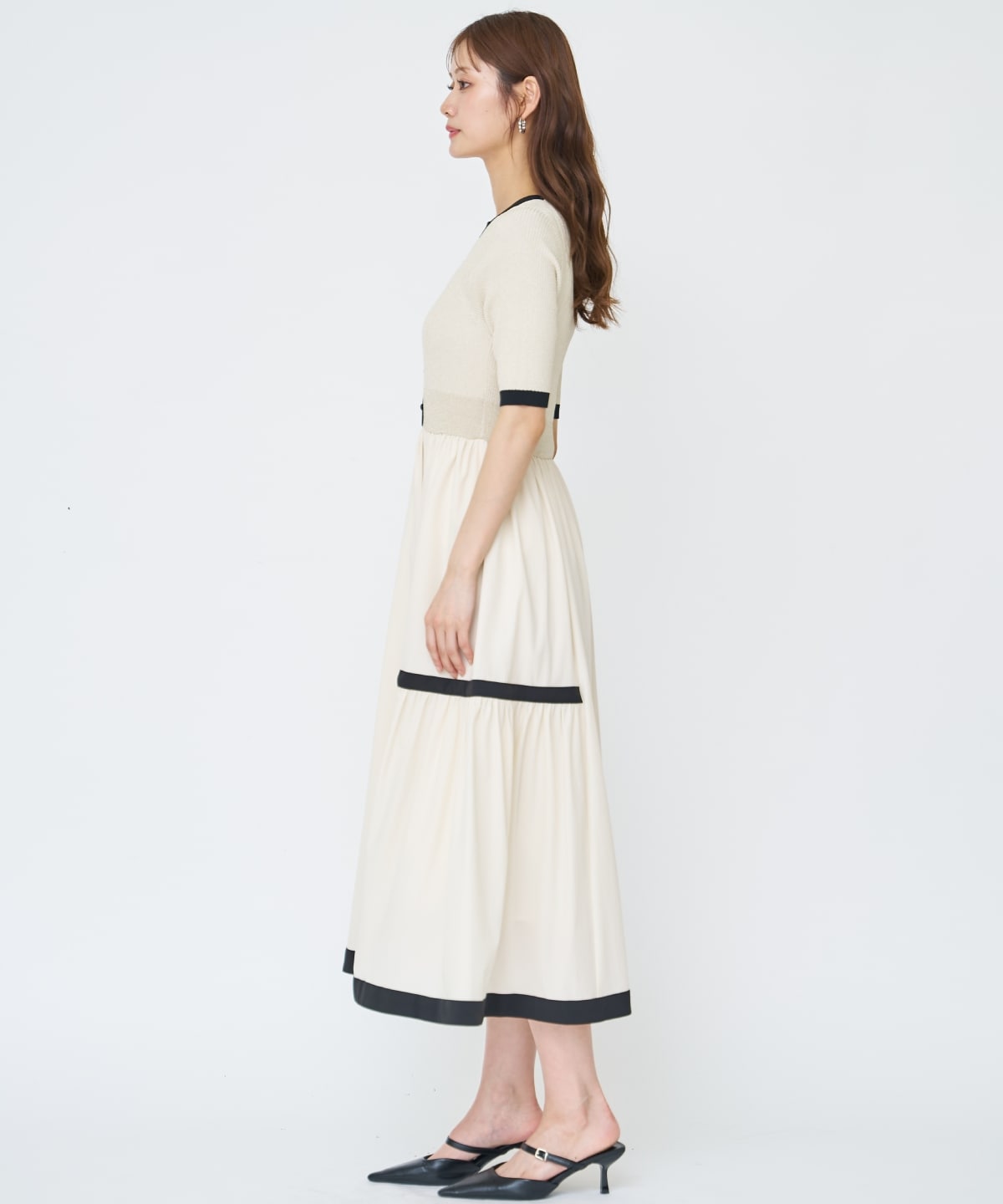 【先行予約受付中】ラメ入り配色ドッキングワンピース