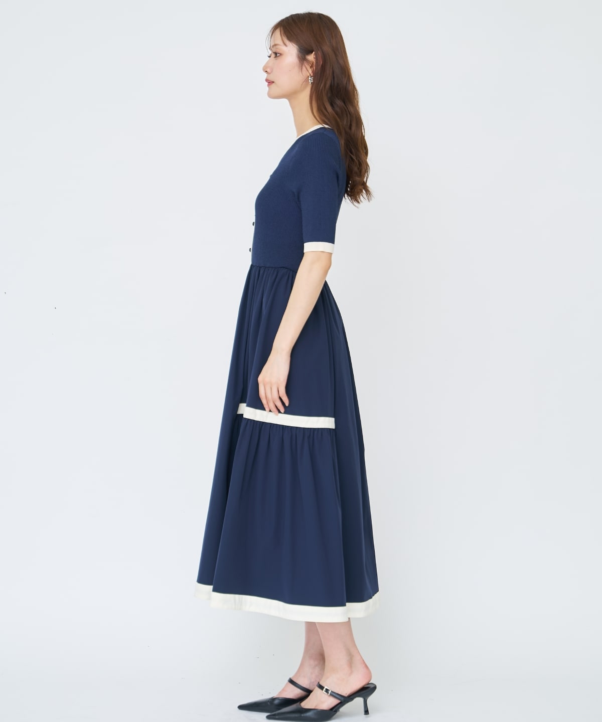 【先行予約受付中】ラメ入り配色ドッキングワンピース