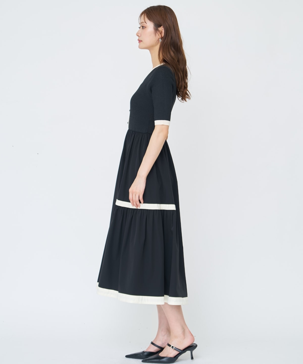 【先行予約受付中】ラメ入り配色ドッキングワンピース