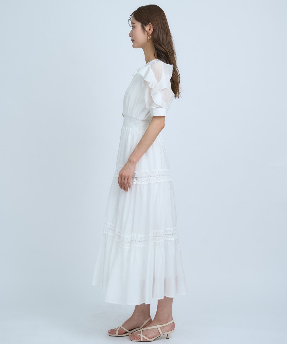 【先行予約受付中】フリルスリーブレースティアードワンピース