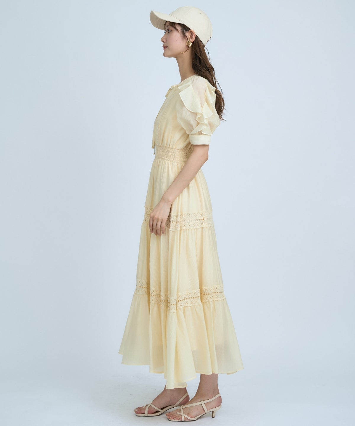 【先行予約受付中】フリルスリーブレースティアードワンピース