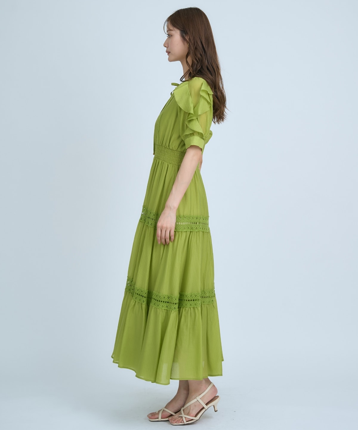 【先行予約受付中】フリルスリーブレースティアードワンピース