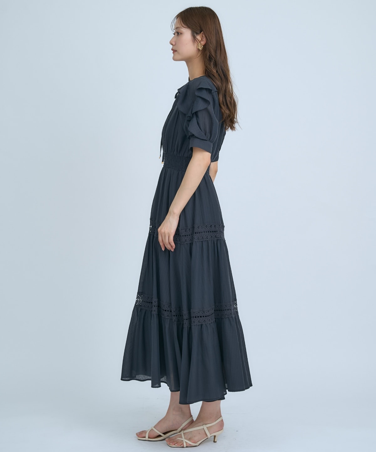 【先行予約受付中】フリルスリーブレースティアードワンピース