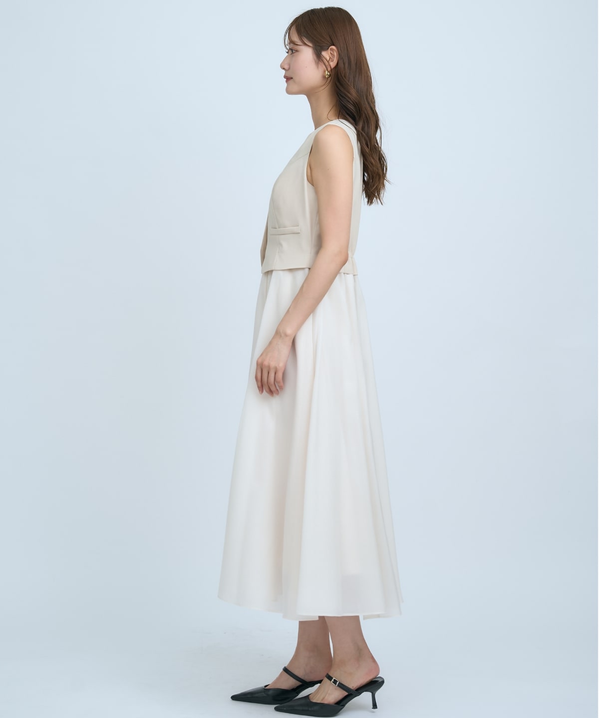 ショートジレレイヤードワンピース