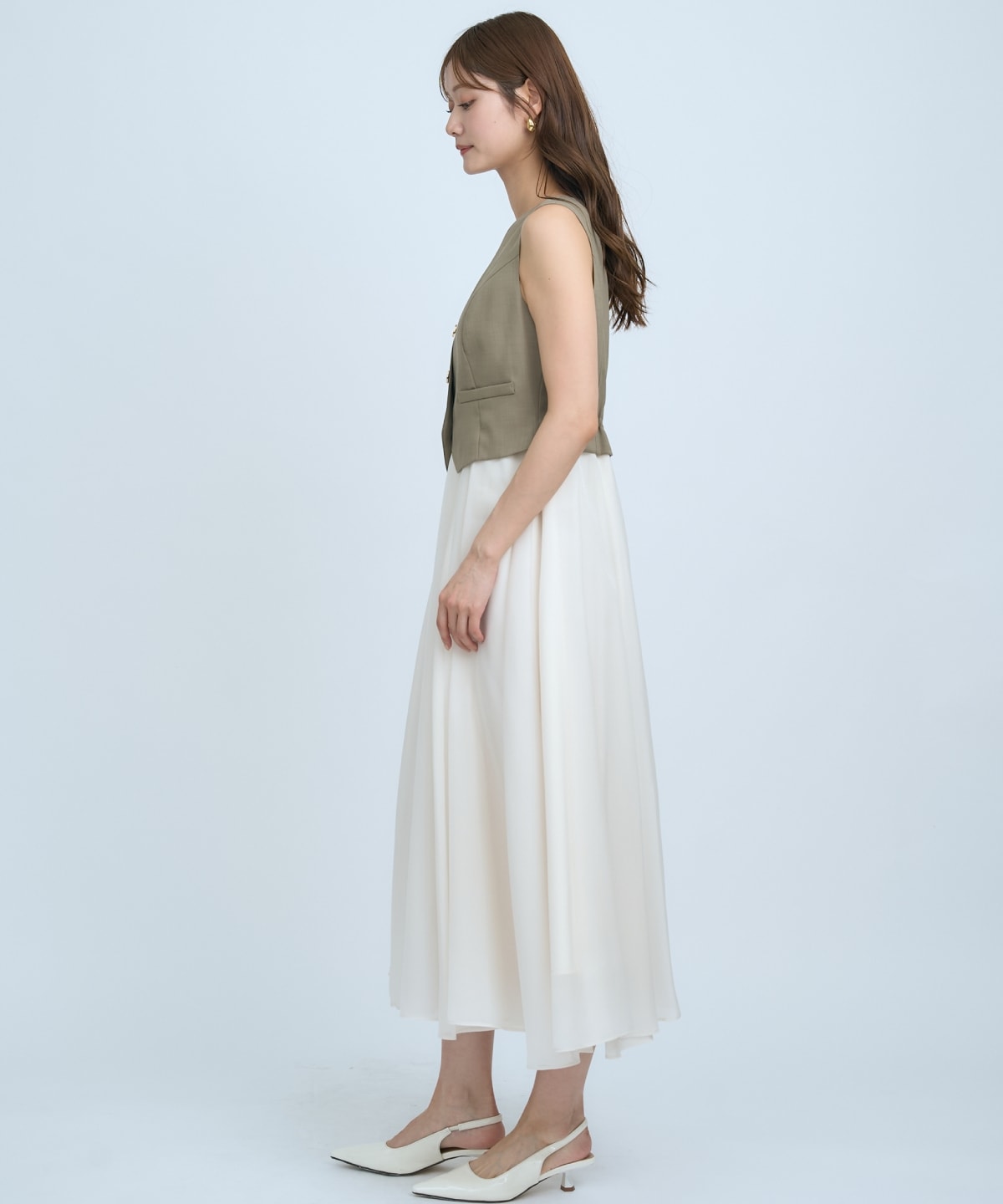 ショートジレレイヤードワンピース