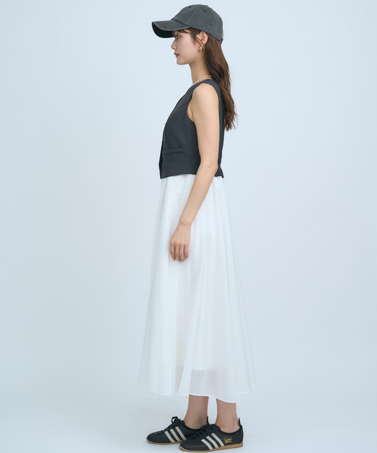 ショートジレレイヤードワンピース