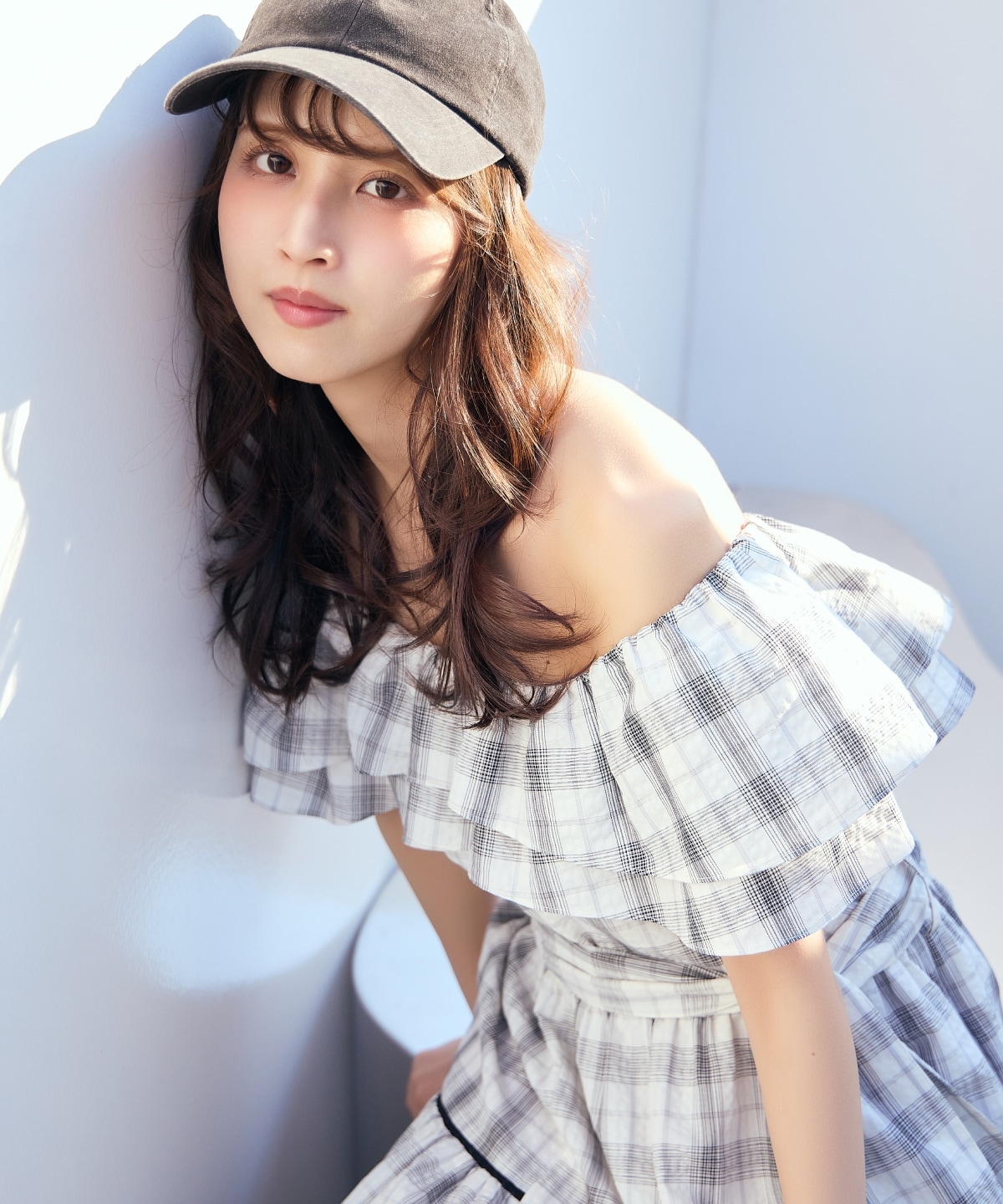 【先行予約受付中】オフショルチェックフレアワンピース