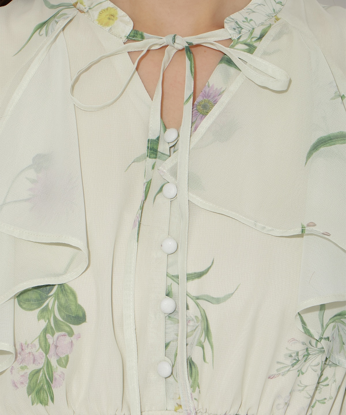 【先行予約受付中】フリルケープフラワープリントワンピース