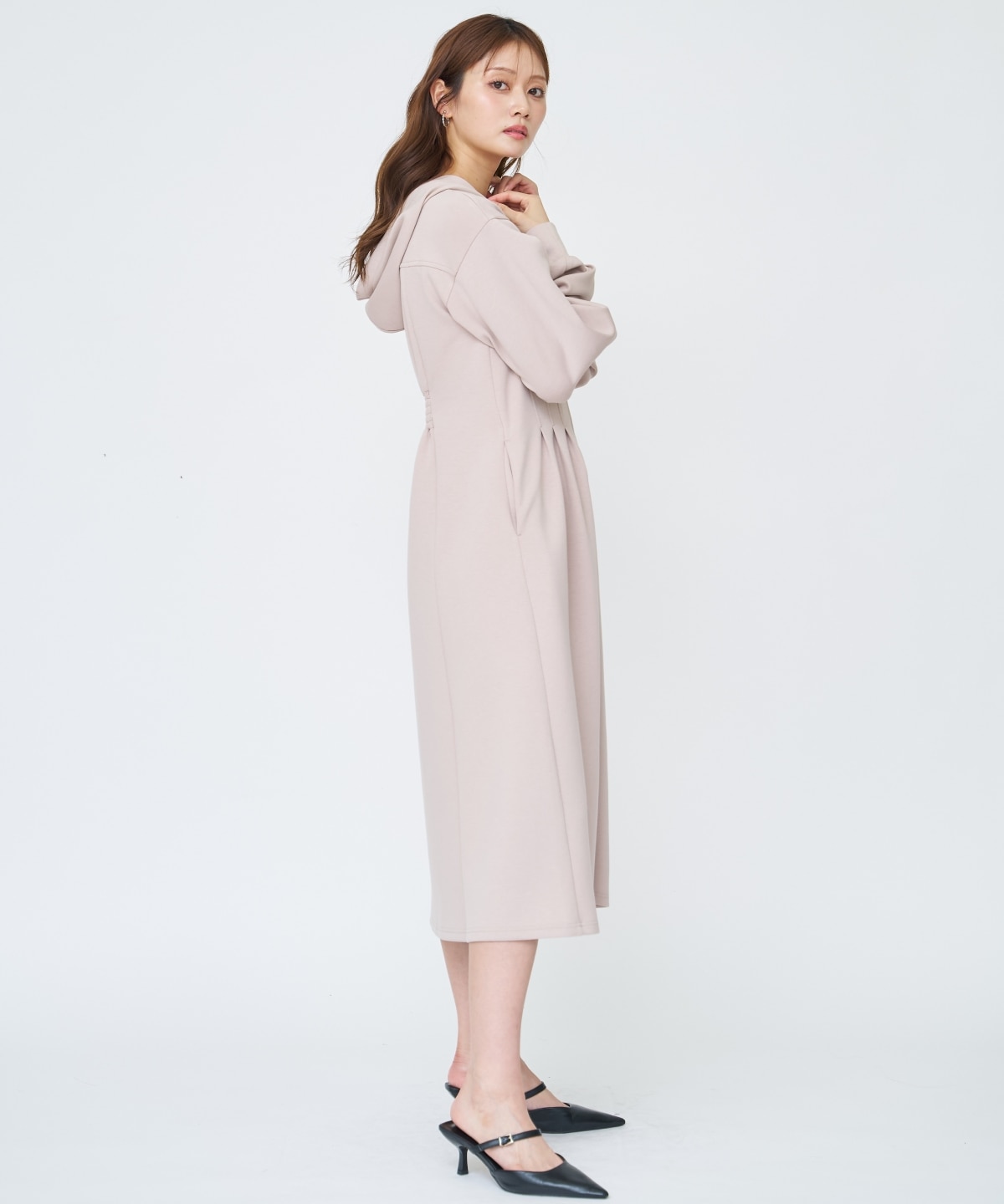 フード付きZIPワンピース