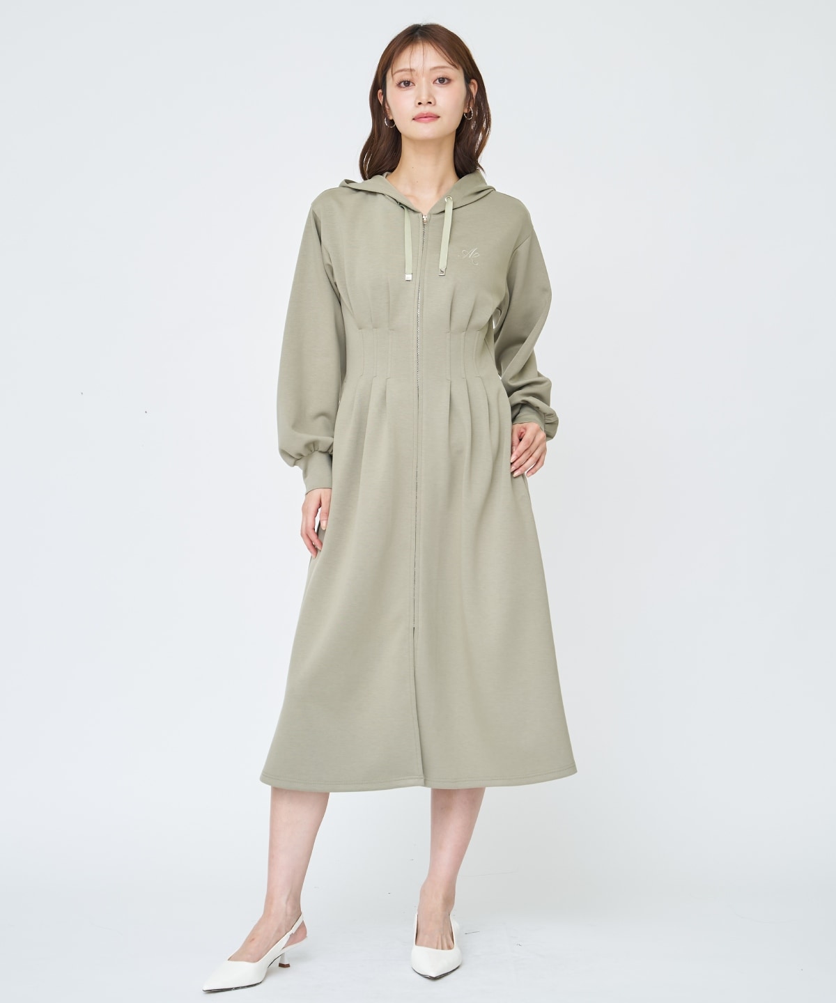フード付きZIPワンピース