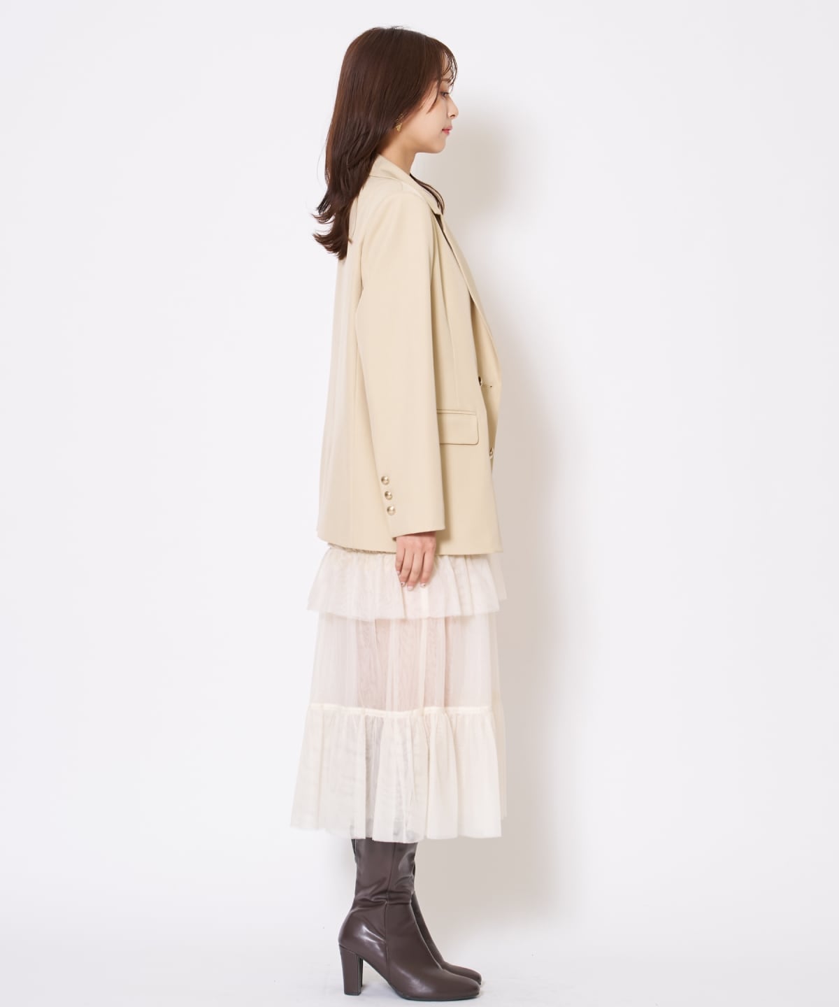 【先行予約受付中】ジャケット×シアーティアードワンピース