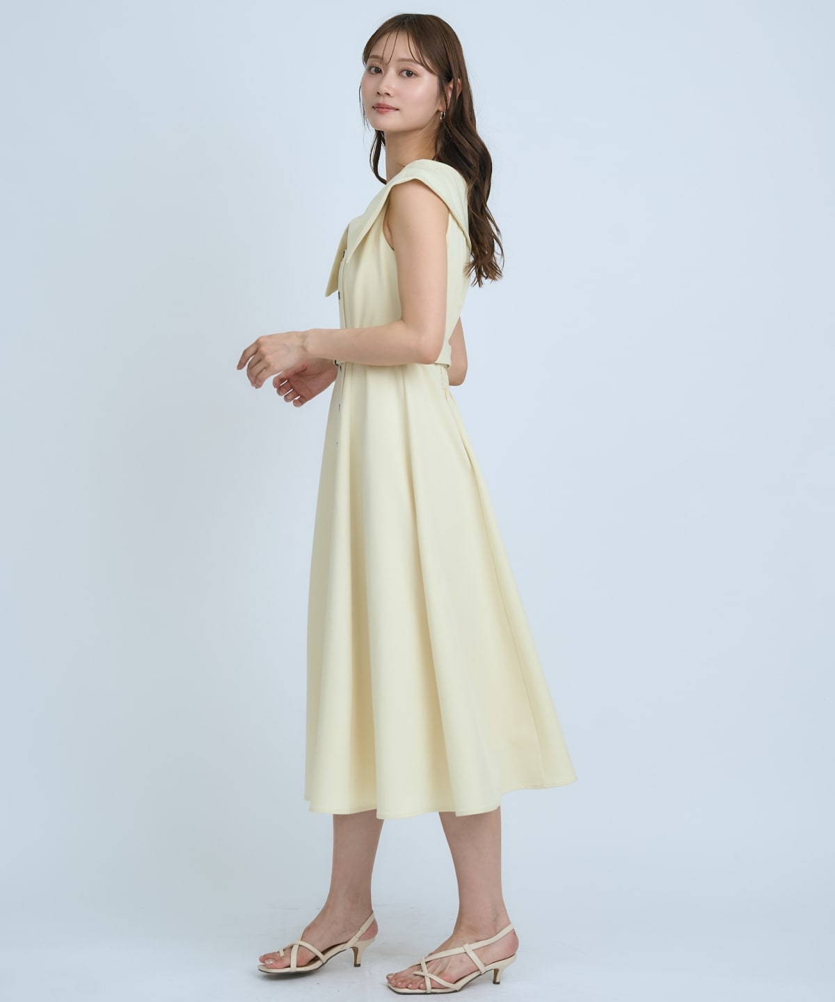 【先行予約受付中】アシメビックカラー前ボタンワンピース