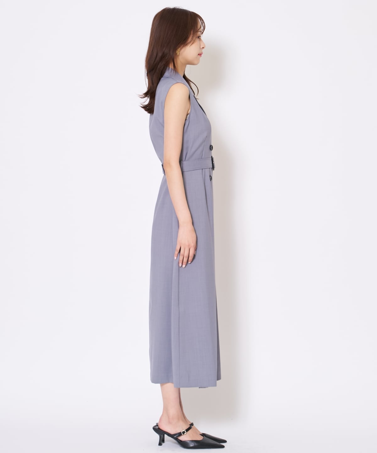 【先行予約受付中】アシメプリーツロングジレワンピース