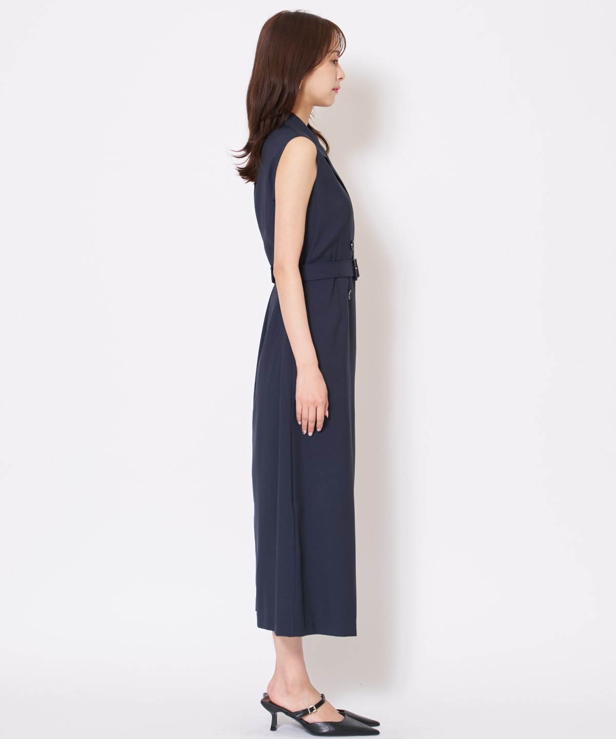 【先行予約受付中】アシメプリーツロングジレワンピース