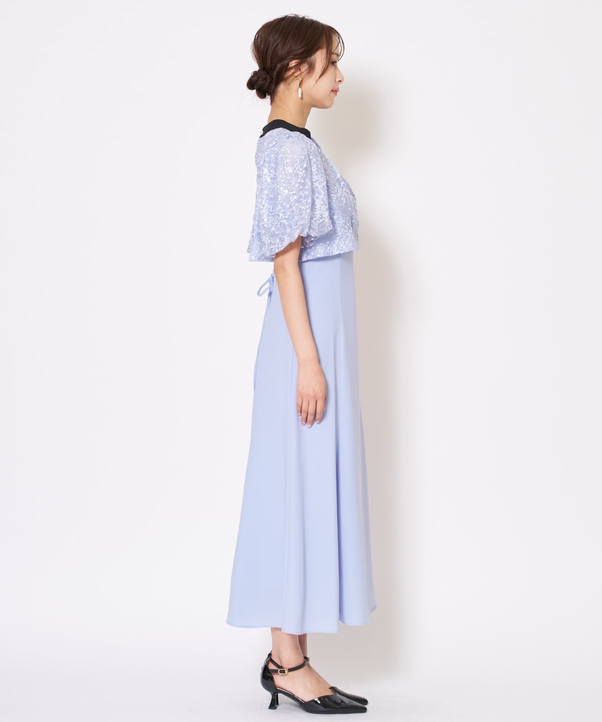 サテントリミングブラウス×ドレス