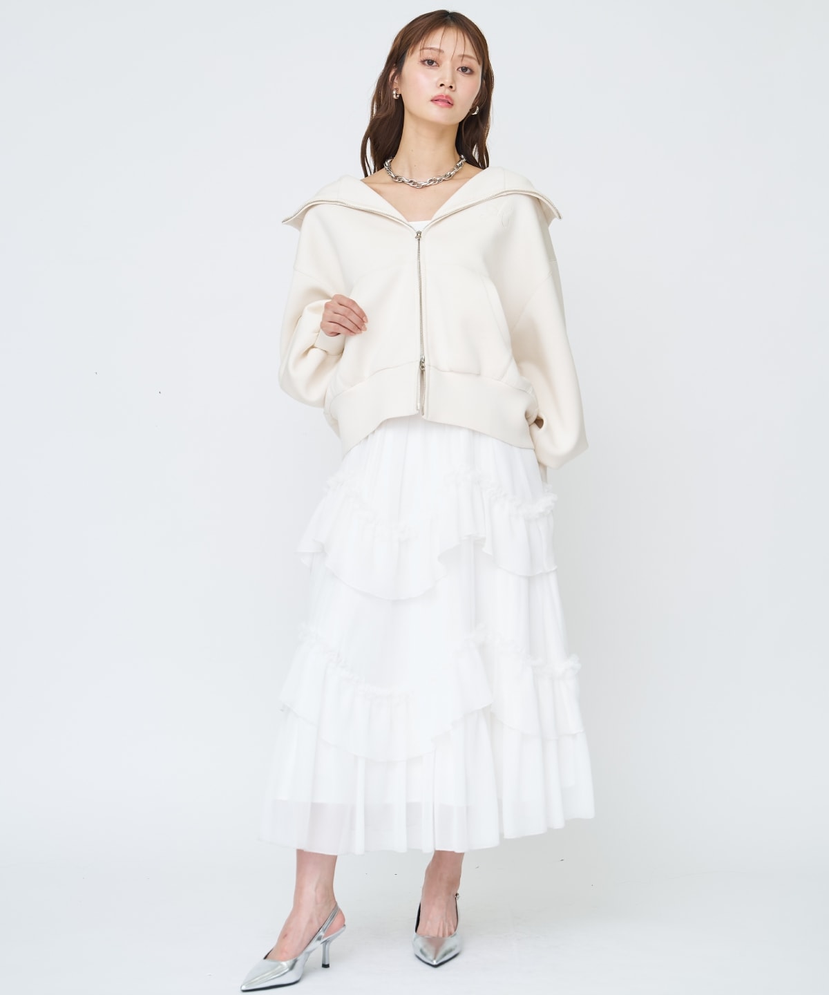 ロゴ刺繍ボンディングZIPパーカー