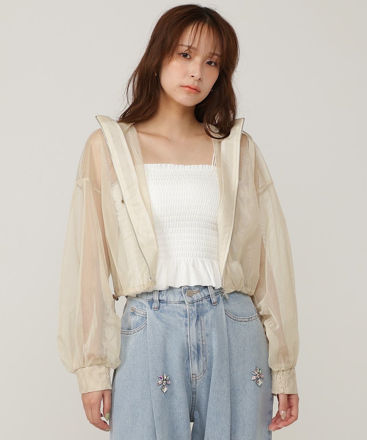 シアーメッシュブルゾン