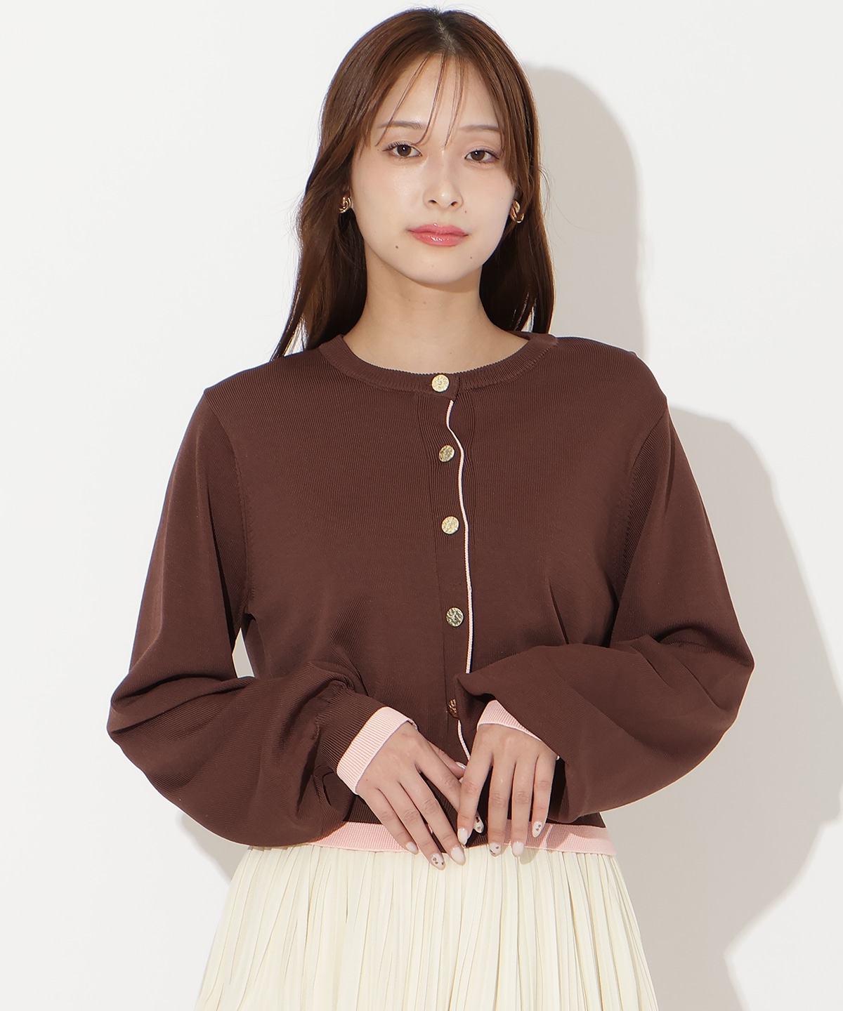 【先行予約受付中】配色レイヤードライクニットカーディガン