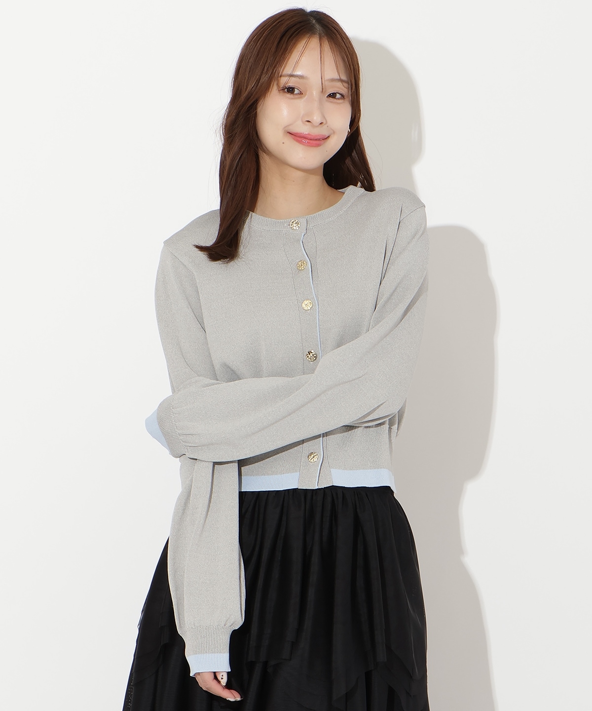 【先行予約受付中】配色レイヤードライクニットカーディガン