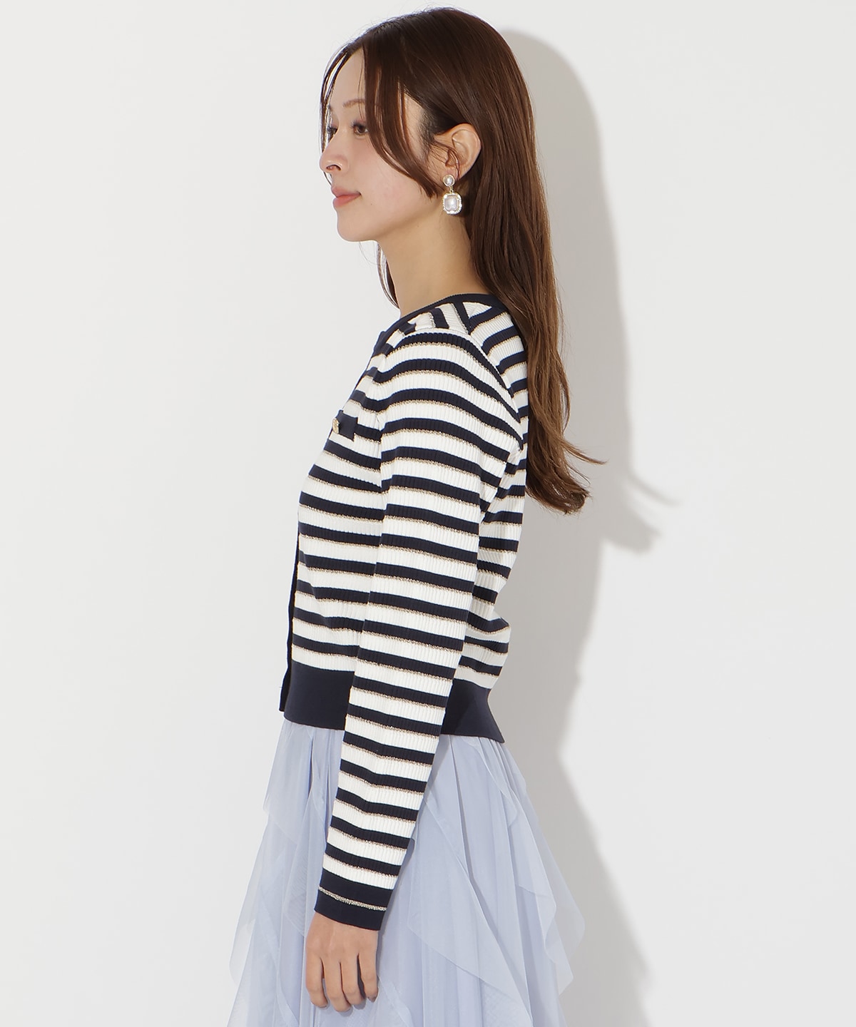 ラメボーダーニットカーディガン